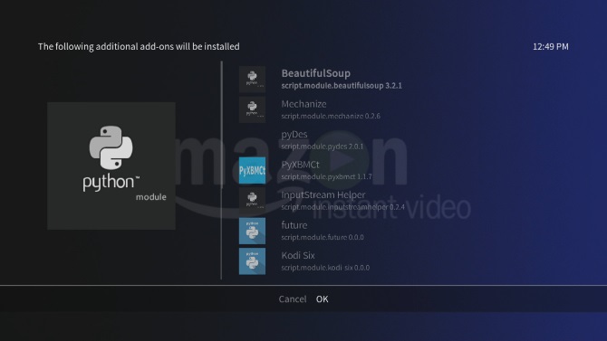 Comment regarder Netflix, Amazon Video et Plex avec Raspberry Pi 10 Dépendances Amazon VOD dans Kodi