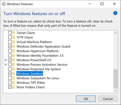 Comment configurer Windows Sandbox sur Windows 10 7 activer les fonctionnalités des fenêtres sandbox windows