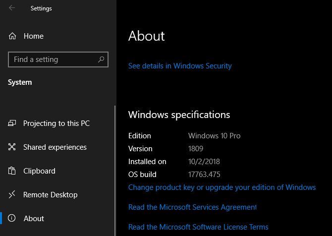 Comment vérifier quelle version de Windows 10 vous avez 7 Paramètres de spécification de Windows 10
