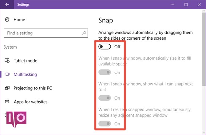Comment désactiver l'assistant d'accrochage dans Windows 10 6 Windows-10-snap-assist-setting