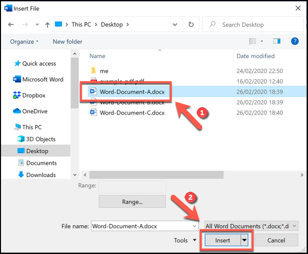 Comment combiner des documents Word 8 Sélectionnez votre document, puis appuyez sur Insérer pour le placer dans votre document