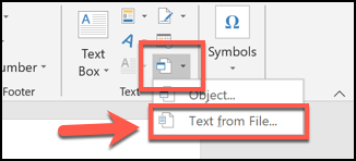 Comment combiner des documents Word 7 Cliquez sur la flèche en regard du bouton Objet, puis choisissez Insérer à partir d'un fichier