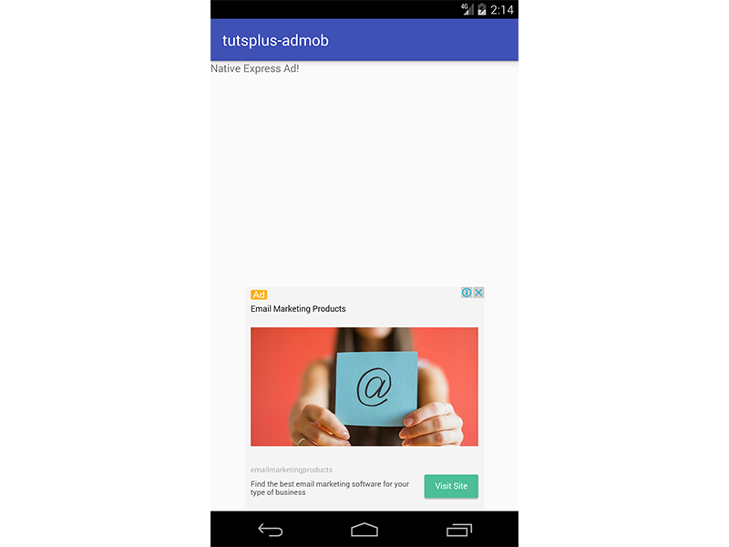 Comment monétiser vos applications Android avec AdMob 9 Application affichant NativeExpressAdView