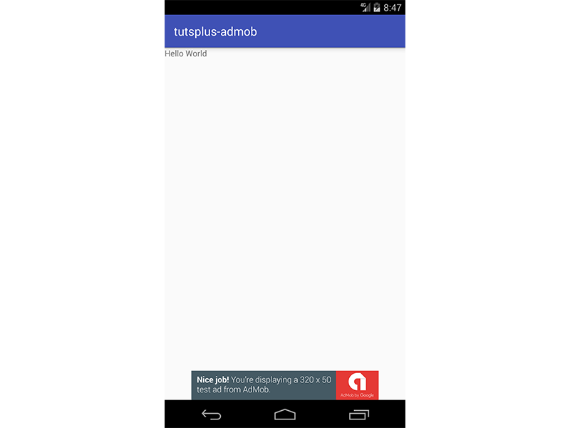 Comment monétiser vos applications Android avec AdMob 7 Application affichant une bannière publicitaire