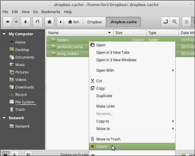 Comment vider votre cache Dropbox sous Windows, macOS et Linux 17 19_selecting_delete