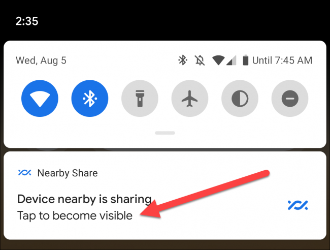 AirDrop pour Android: Comment utiliser le partage à proximité d'Android 24 notification de partage à proximité