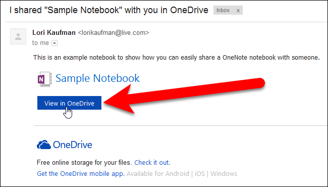Comment partager des blocs-notes dans Microsoft OneNote 2016 13 06_email_with_link_to_notebook