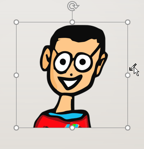 Comment rendre une image transparente dans Microsoft PowerPoint 16 Un GIF animé du curseur de transparence de couleur se déplaçant sur une image pour sélectionner la garniture bleue de la chemise de l'homme de bande dessinée et la supprimer.