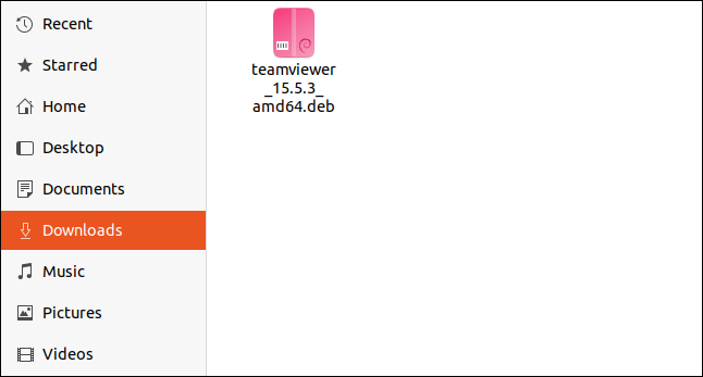 Comment installer et utiliser TeamViewer sous Linux 8 Le fichier du package TeamViewer DEB dans un dossier «Téléchargements».