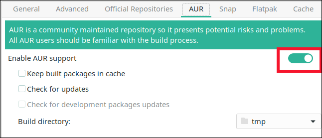 Comment installer et utiliser TeamViewer sous Linux 12 Activez le curseur AUR.