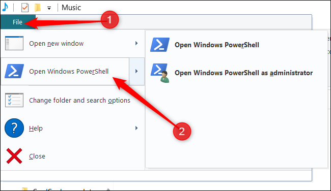 9 façons d'ouvrir PowerShell dans Windows 10 13 Cliquez sur "Fichier", passez la souris sur "Ouvrir Windows PowerShell", puis cliquez sur votre option préférée.