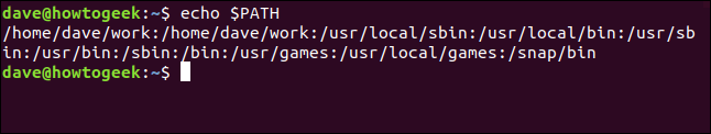 Comment ajouter un répertoire à votre $ PATH sous Linux 12 La commande "echo $ PATH" dans une fenêtre de terminal.