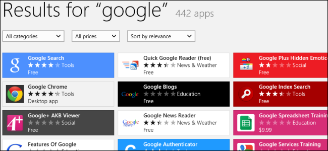 search-for-google-in-windows-store Comment les applications Windows 8 Store se comparent-elles à Android et iPad? 6