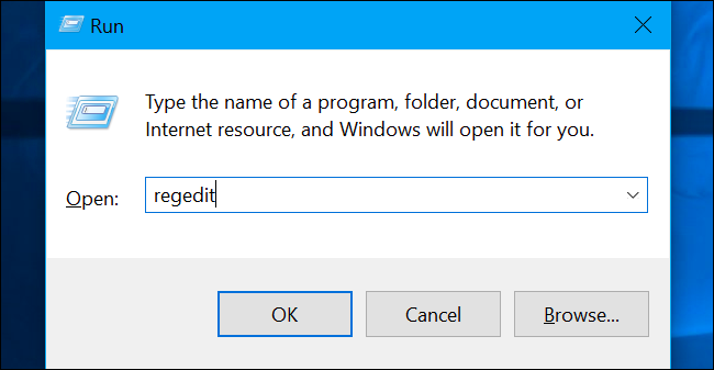 Comment ajouter «Déplacer vers» ou «Copier vers» au menu contextuel de Windows 10 9 "Regedit" dans la zone de texte de la fenêtre "Exécuter".