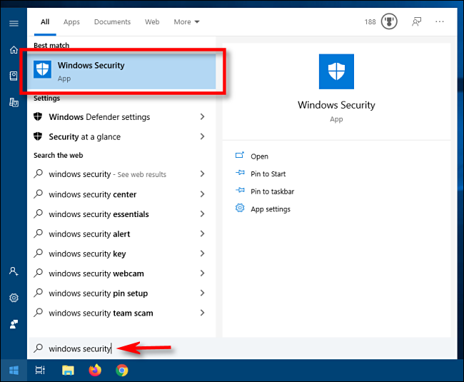 Comment gérer les notifications de Windows Defender sur Windows 10 6 Lancez la sécurité Windows à partir du menu Démarrer de Windows 10