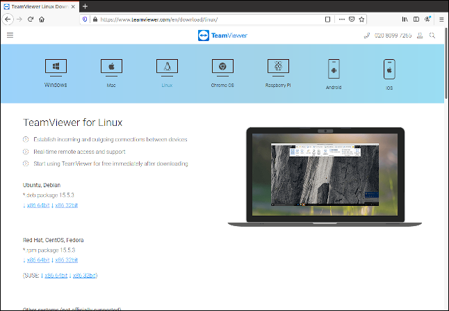 Comment installer et utiliser TeamViewer sous Linux 6 Page de téléchargement de TeamViewer Linux.