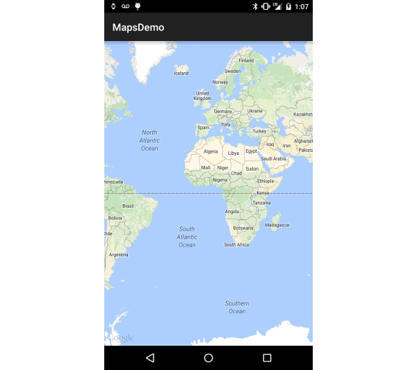 Premiers pas avec Google Maps pour Android: intermédiaire 6 Vue initiale de la carte