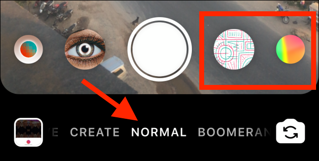 Comment utiliser les effets Instagram sur iPhone et Android 6 Robinet "Ordinaire" si vous n'êtes pas dans ce mode et que les effets Instagram apparaissent.