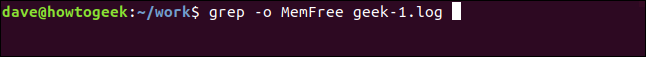 Comment utiliser la commande grep sous Linux 27 grep -o MemFree geek-1.log dans une fenêtre de terminal