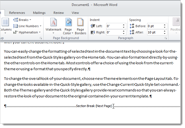 Modifier le type d'un saut de section dans Word 2007 et 2010 9 Modifier le type d'un saut de section dans Word 2007 et 2010 5