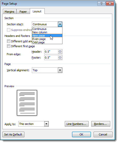 Modifier le type d'un saut de section dans Word 2007 et 2010 8 Modifier le type d'un saut de section dans Word 2007 et 2010 4