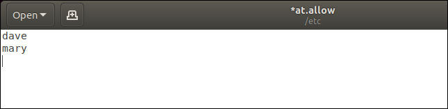 Comment utiliser at et batch sur Linux pour planifier des commandes 33 "Dave" et "Mary" ajoutés à gedit.