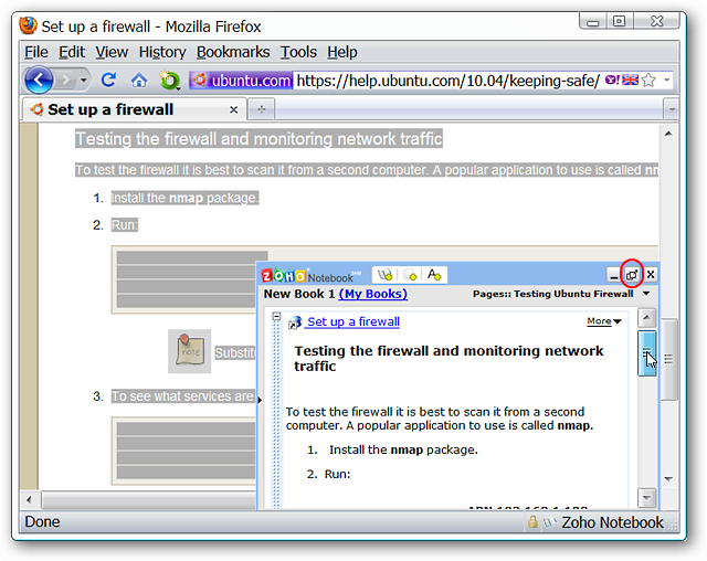 Ajouter des notes à Zoho Notebook dans Firefox 7 Ajouter des notes à Zoho Notebook dans Firefox 3