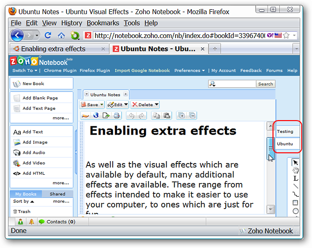Ajouter des notes à Zoho Notebook dans Firefox 11 Ajouter des notes à Zoho Notebook dans Firefox 7