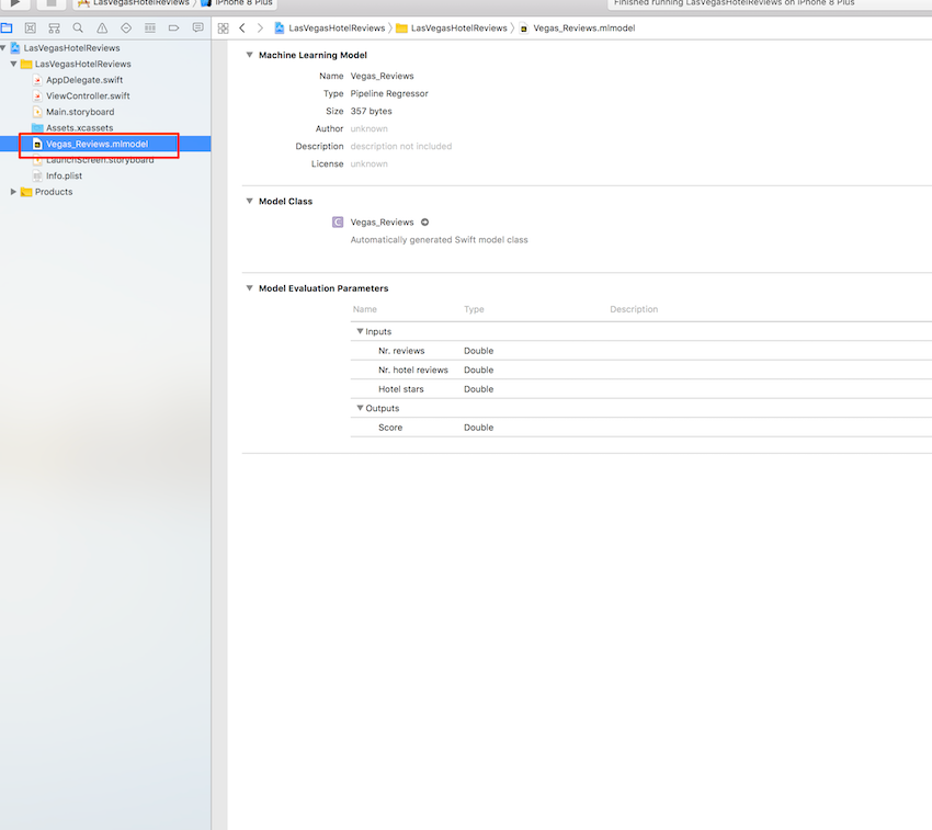 Comment former un modèle Core ML pour une application iOS 11 Importer le modèle Core ML