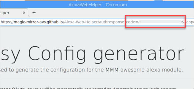 Comment ajouter Alexa à votre miroir intelligent 11 URL affichant le code de l'appareil Alexa.