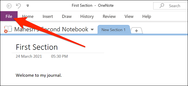 Comment récupérer des notes supprimées dans OneNote 7 Le menu Fichier dans OneNote