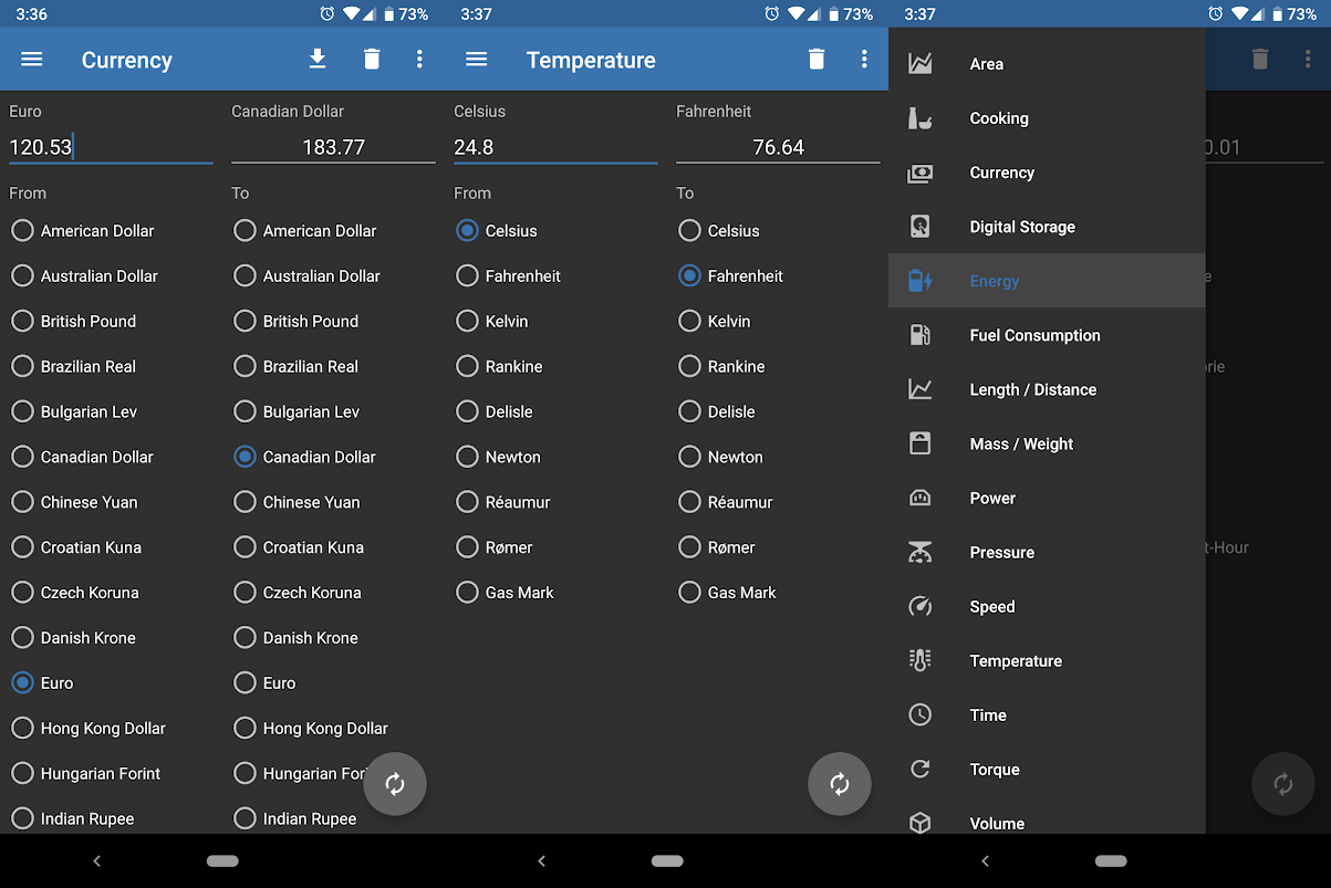 Top 5 des applications de conversion d'unités pour Android 6 Application Unit Converter Ultimate