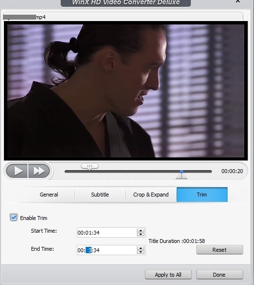Compresser des fichiers vidéo volumineux à l'aide de WinX HD Video Converter 14 Découpage vidéo Winx Free Edit