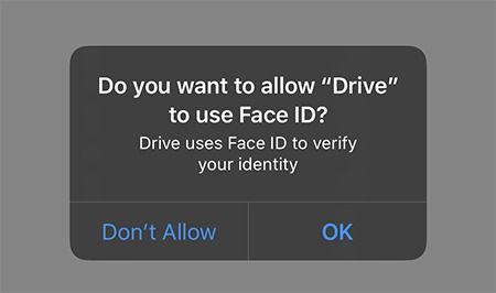 Activation sécurisée de l'identifiant de visage dans les paramètres de Google Drive Activation sécurisée de l'identifiant de visage dans les paramètres de Google Drive