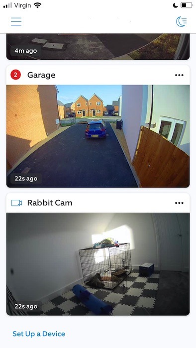 Tableau de bord Ring Petcam Security Cam Accédez au tableau de bord Ring et sélectionnez l'appareil que vous utilisez comme caméra pour animaux de compagnie.