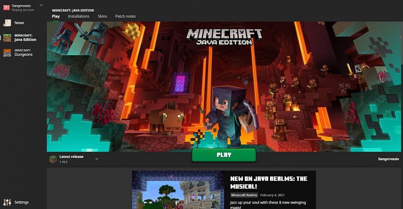 Comment installer un pack de ressources dans Minecraft (2021) 6 Une vue du magnifique lanceur Minecraft (Image via Mojang)