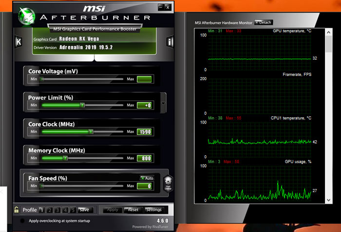 Vérifiez la température de l'ordinateur portable Msi Afterburner Main Vérifiez la température de l'ordinateur portable Msi Afterburner Main