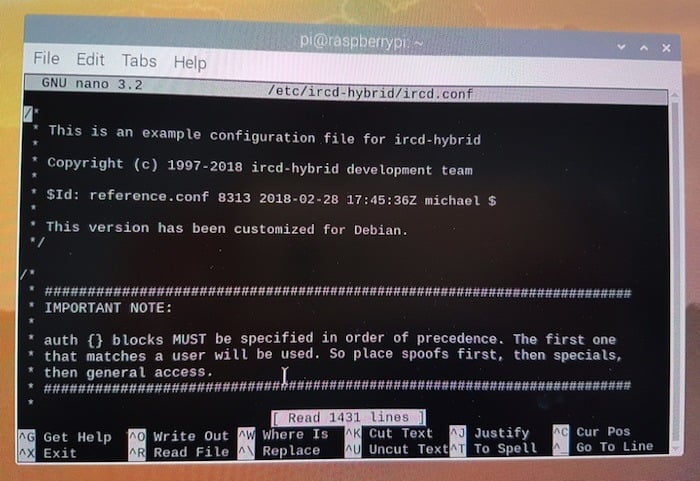Serveur de discussion Irc Ircd Hybride Vous pouvez configurer votre compte opérateur, limiter le nombre de personnes pouvant se connecter à votre serveur et effectuer d'autres modifications de configuration dans le fichier ircd.conf.