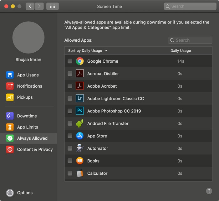 Temps d'écran Macos Applications autorisées Temps d'écran Macos Applications autorisées