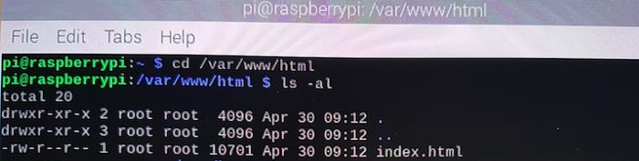 Comment transformer votre Raspberry Pi en serveur Web personnel 6 Par défaut, vous n'êtes pas autorisé à modifier le fichier index.html du serveur.