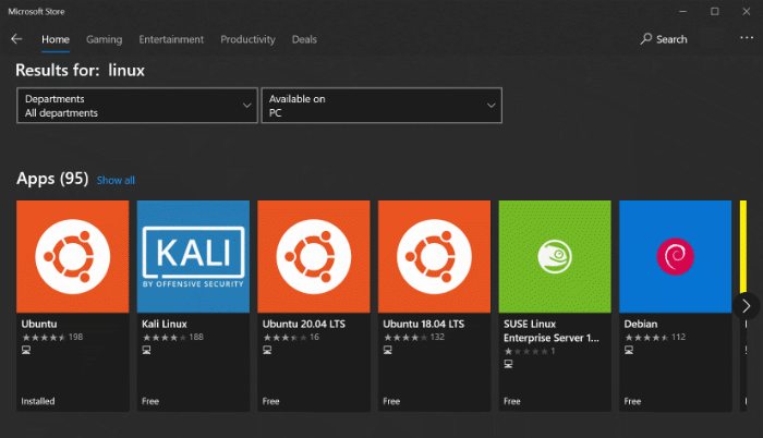 Comment installer Linux sur Windows 10 avec WSL 7 Wsl Démarrer le Microsoft Store