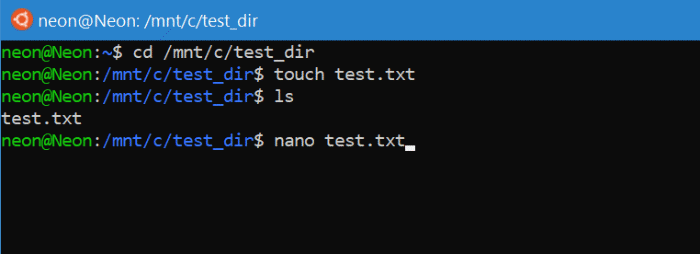 Comment installer Linux sur Windows 10 avec WSL 17 Wsl Start Test Dir 6nano