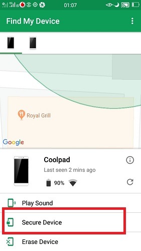 Localiser mon appareil Appareil sécurisé et verrouillé Localiser mon appareil Appareil sécurisé et verrouillé