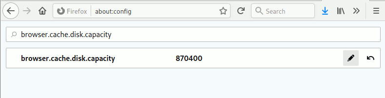 Modifier la taille du cache du navigateur Capacité du disque Capacité du disque de cache de Firefox
