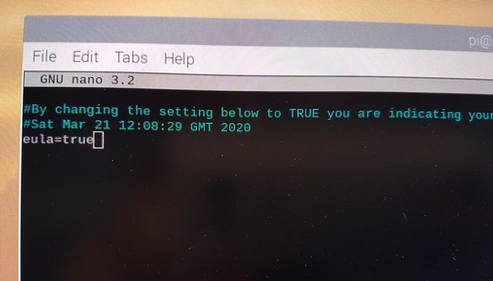 Comment transformer votre Raspberry Pi en serveur Minecraft 10 Dans le fichier eula.txt, remplacez FALSE par TRUE.