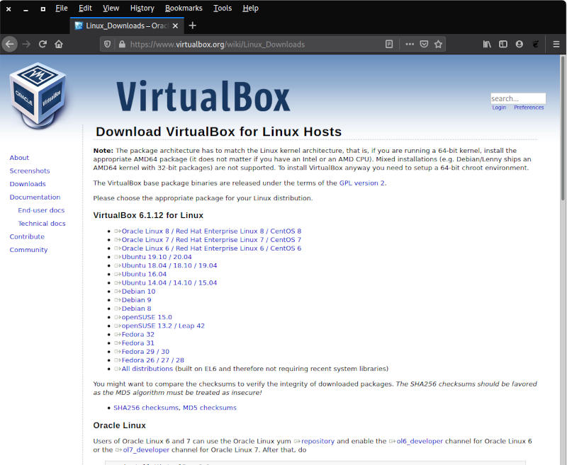 Comment installer Windows dans VirtualBox sous Linux 7 Page des distributions Windows sur Vbox