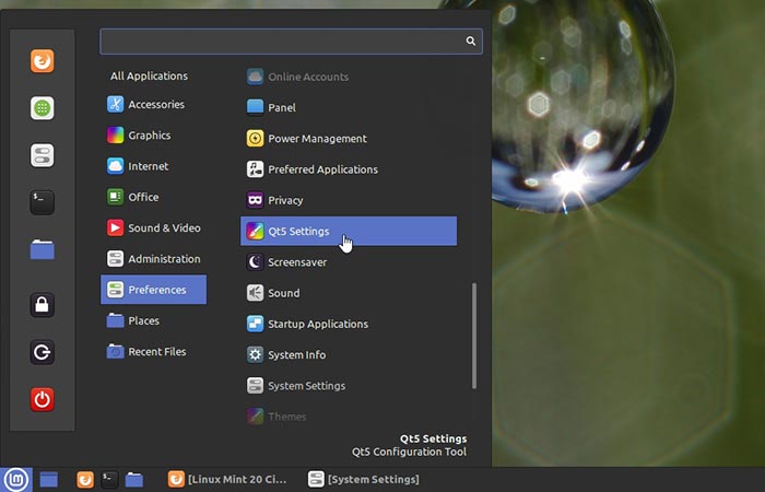 Menu des préférences Ubuntu Vs Mint Menu des préférences Ubuntu Vs Mint