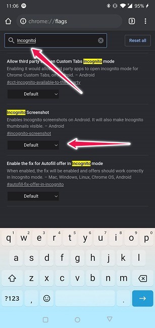 Comment faire des captures d'écran en mode navigation privée sur Android 6 Prendre des captures d'écran en mode navigation privée Android Chrome Activer le drapeau