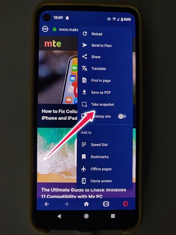 Comment faire des captures d'écran en mode navigation privée sur Android 16 Prendre des captures d'écran en mode navigation privée Android Opera Prendre un instantané