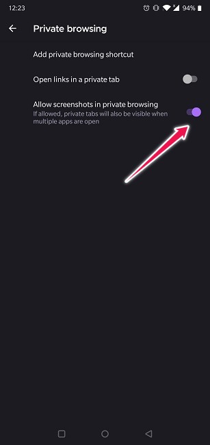 Comment faire des captures d'écran en mode navigation privée sur Android 12 Prendre des captures d'écran Mode navigation privée Firefox Activer les captures d'écran